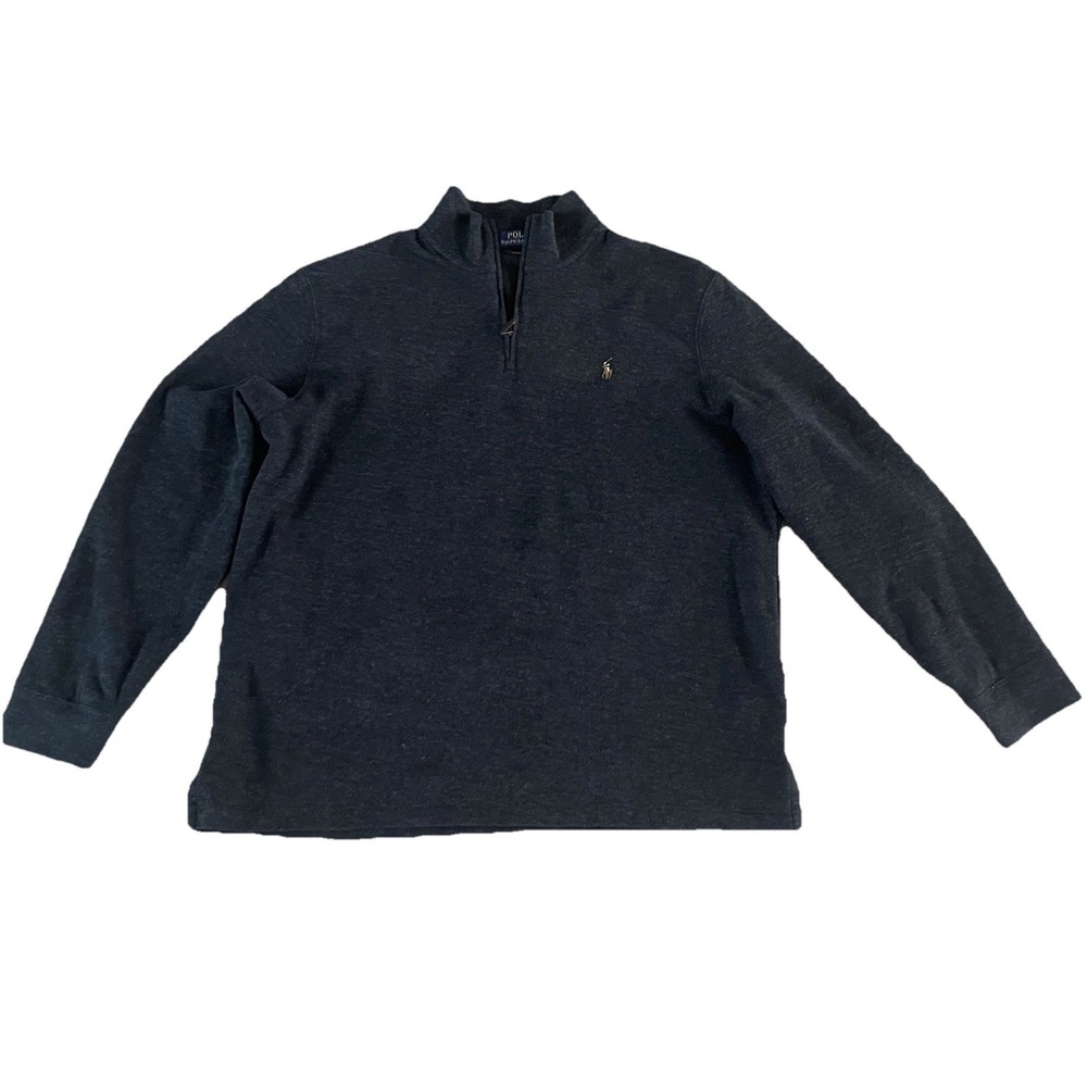Polo Ralph Lauren Men's Estate Rib 1/4 Zip Sweater Gray Cotton Knit XL SOFT